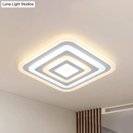 Nordic Style Square Acrylic Ceiling Lamp - 4 - Layer Design With 19.5’/35.5’ W Led Flush Light