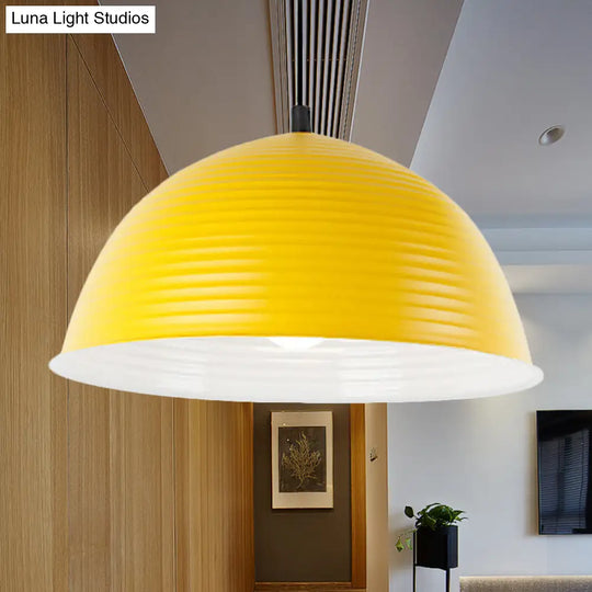 Cafe Store Ridged Domed Pendant Light - Aluminum 12/16 1 Nordic Style Suspension Lamp