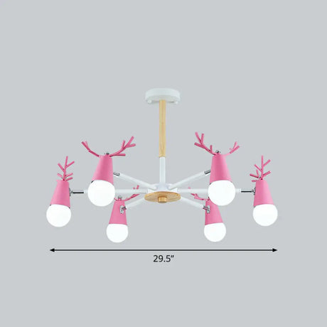 Nordic Style Swivel Chandelier Light - Metal Pendant Fixture For Living Room 6 / Pink