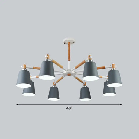 Nordic Style Swivel Chandelier Light - Metal Pendant Fixture For Living Room 8 / Grey