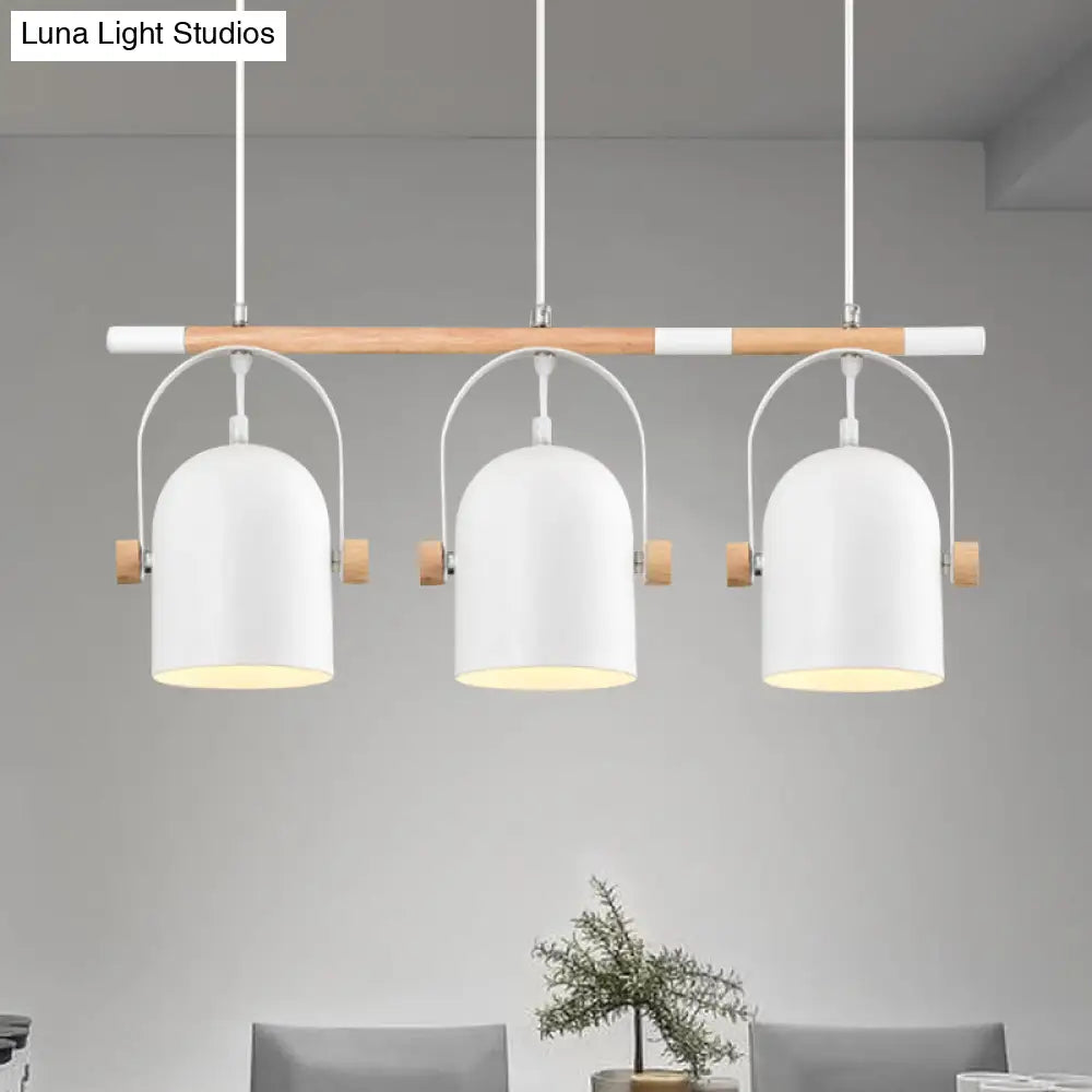 Nordic Style Triple Metal Pendant Light With Adjustable Dome Shade For Island Lighting In White 3 /