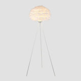 Nordic Style Tripod Floor Lamp With Feather Shade Metal Stand White / A