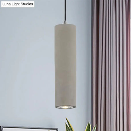 Nordic Style Tube Pendant Light In Grey - Warm/White