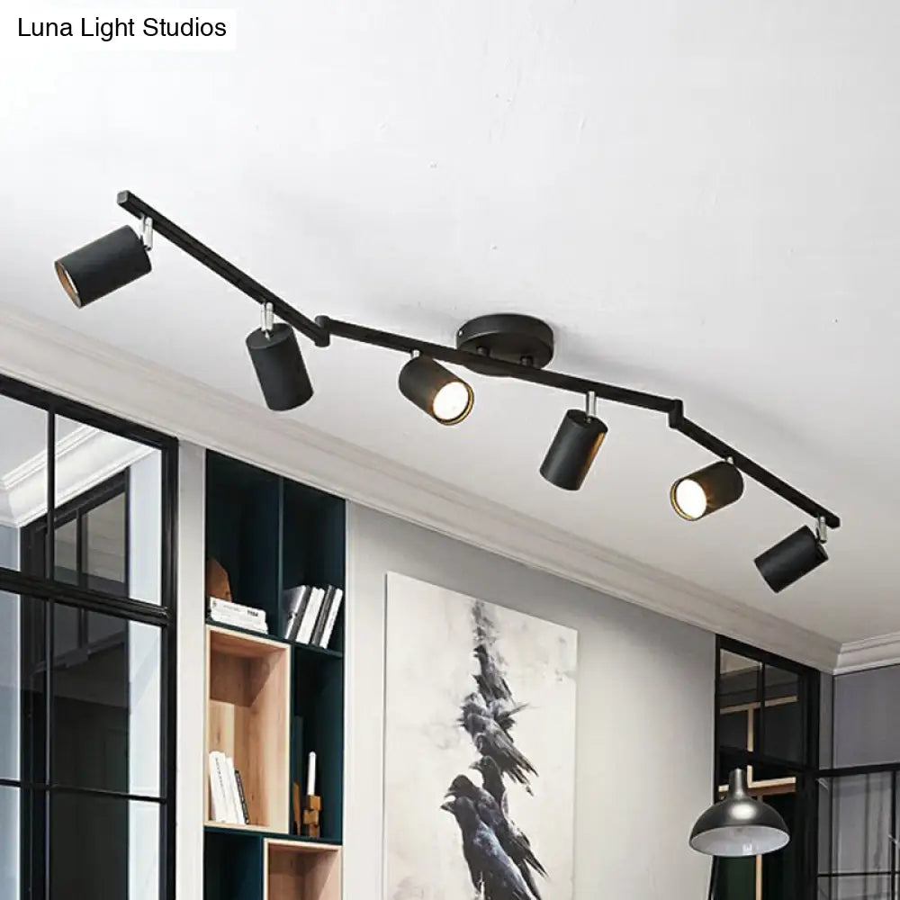 Nordic Style Tubular Metal Flush Mount 6 - Light Ceiling Spotlight For Living Room