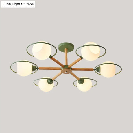 Nordic Style White Sphere Ceiling Light With Frosted Glass Shade - Elegant Dining Room Mount Ring