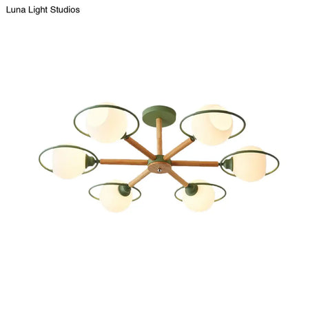 Nordic Style White Sphere Ceiling Light With Frosted Glass Shade - Elegant Dining Room Mount Ring