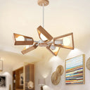 Nordic Style Wooden Fan-Shaped Chandelier For Dining Room Lighting 3 / White