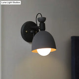 Nordic Stylish Dome Metal Wall Lamp With 1 Light Fixture In Black/White For Bedroom