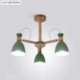 Nordic Stylish Metal Domed Hanging Light - Rotatable Chandelier For Study Room