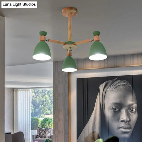 Nordic Stylish Metal Domed Hanging Light - Rotatable Chandelier For Study Room