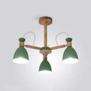 Nordic Stylish Metal Domed Hanging Light - Rotatable Chandelier For Study Room 3 / Green