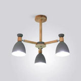 Nordic Stylish Metal Domed Hanging Light - Rotatable Chandelier For Study Room 3 / Grey