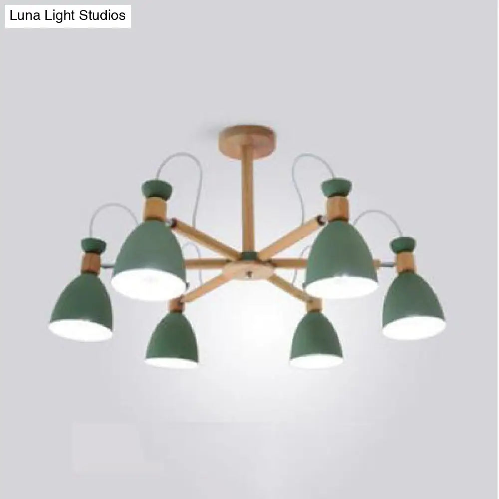 Nordic Stylish Metal Domed Hanging Light - Rotatable Chandelier For Study Room
