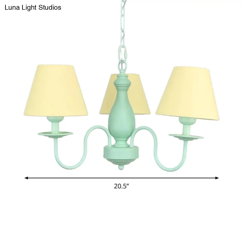Nordic Stylish Metal Hanging Chandelier With Three Tapered Heads - Ideal For Cafes