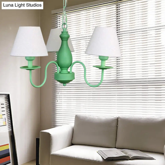 Nordic Stylish Metal Hanging Chandelier With Three Tapered Heads - Ideal For Cafes