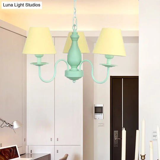 Nordic Stylish Metal Hanging Chandelier With Three Tapered Heads - Ideal For Cafes