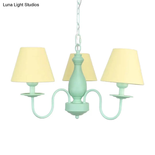 Nordic Stylish Metal Hanging Chandelier With Three Tapered Heads - Ideal For Cafes