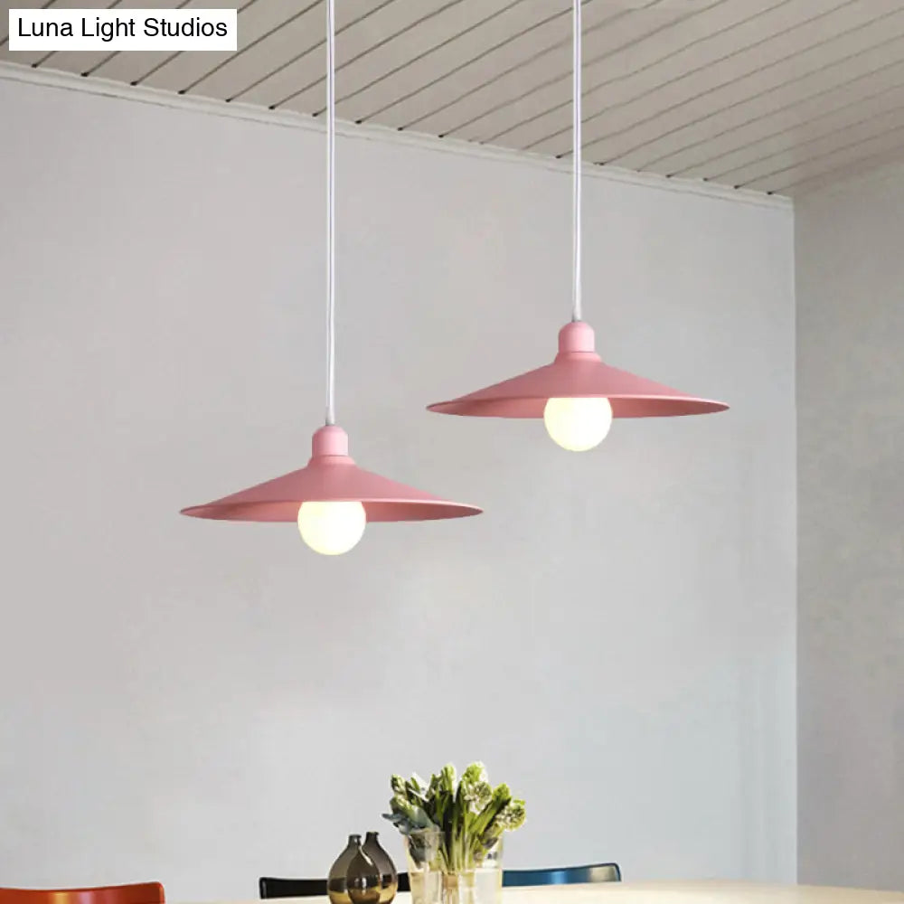 Nordic Stylish Single Light Metal Pendant Lamp With Shallow Cone Design
