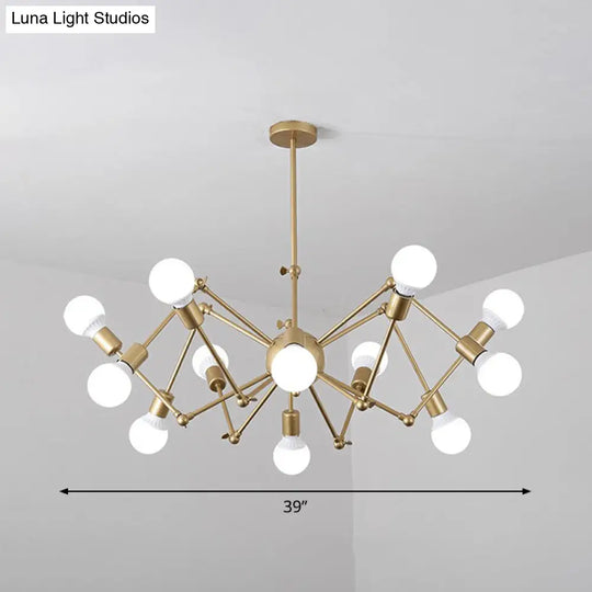 Nordic Swing Arm Pendant Light Ceiling Chandelier With Modern Open Bulb Design 12 / Gold