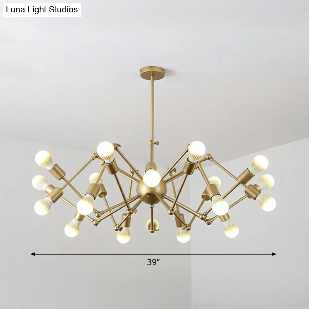 Nordic Swing Arm Pendant Light Ceiling Chandelier With Modern Open Bulb Design 20 / Gold