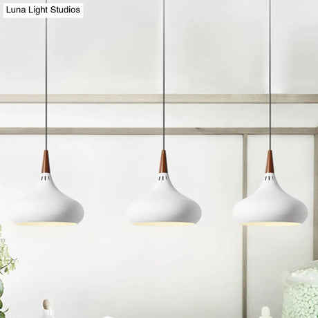 Nordic Teardrop Pendant Lighting - 8’/11’/12’W Metal 1 Light Black/White/Pink