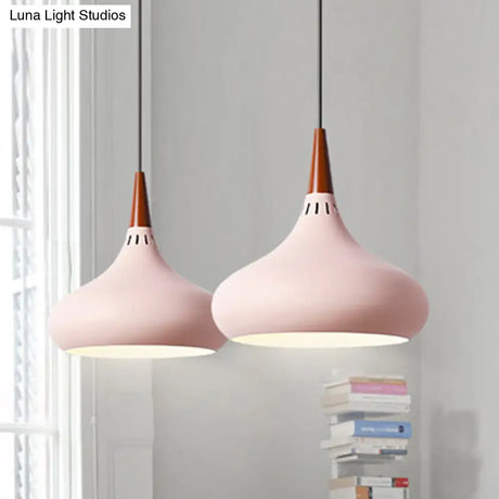 Nordic Teardrop Pendant Lighting - 8’/11’/12’W Metal 1 Light Black/White/Pink