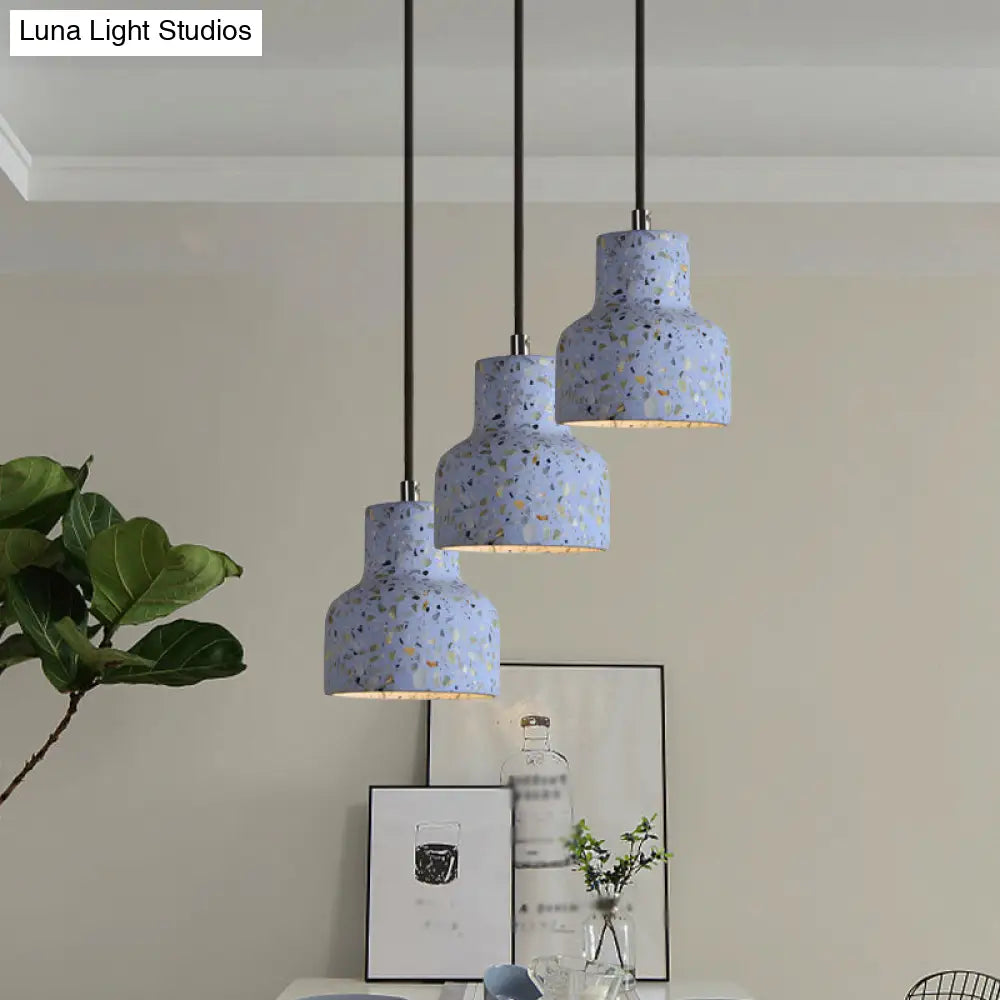 Terrazzo Hanging Lamp: Black/Red/Pink Nordic Pendant Light For Dining Table - Single Bulb Down