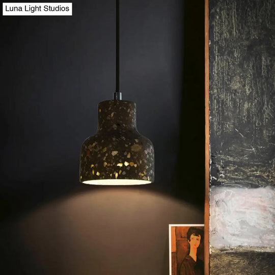 Terrazzo Hanging Lamp: Black/Red/Pink Nordic Pendant Light For Dining Table - Single Bulb Down