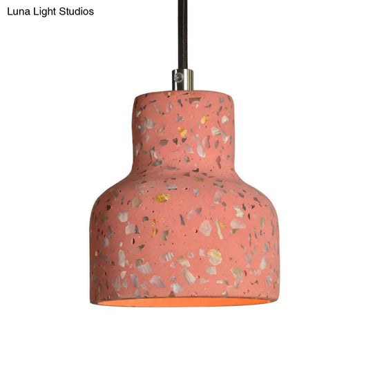Terrazzo Hanging Lamp: Black/Red/Pink Nordic Pendant Light For Dining Table - Single Bulb Down
