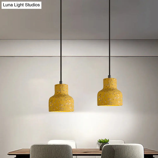 Terrazzo Hanging Lamp: Black/Red/Pink Nordic Pendant Light For Dining Table - Single Bulb Down