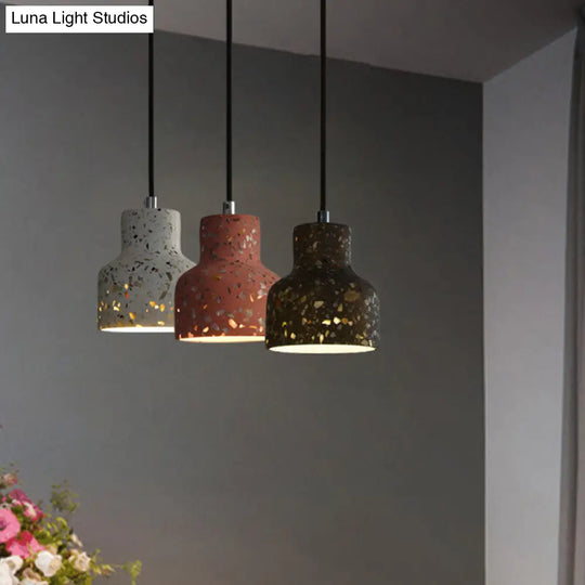 Terrazzo Hanging Lamp: Black/Red/Pink Nordic Pendant Light For Dining Table - Single Bulb Down