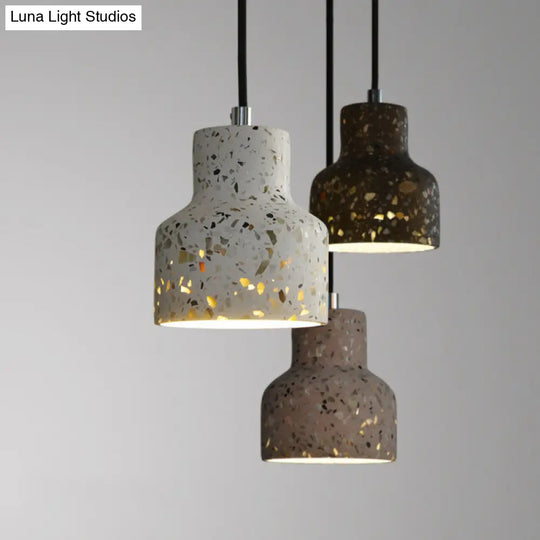 Terrazzo Hanging Lamp: Black/Red/Pink Nordic Pendant Light For Dining Table - Single Bulb Down