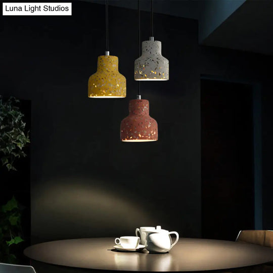 Terrazzo Hanging Lamp: Black/Red/Pink Nordic Pendant Light For Dining Table - Single Bulb Down