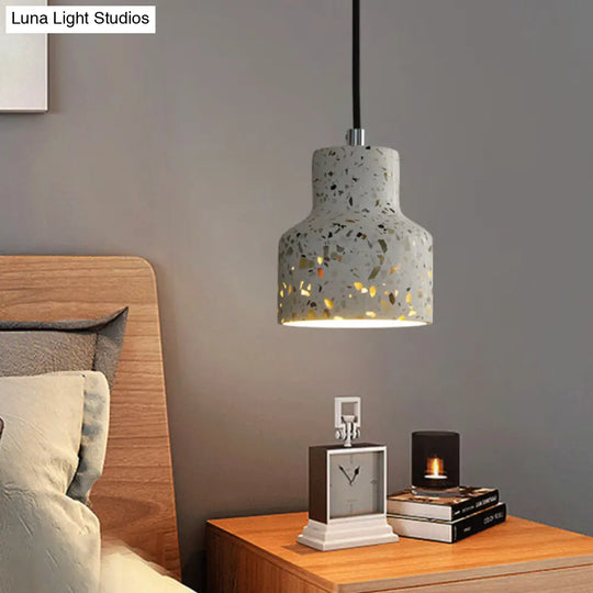 Terrazzo Hanging Lamp: Black/Red/Pink Nordic Pendant Light For Dining Table - Single Bulb Down
