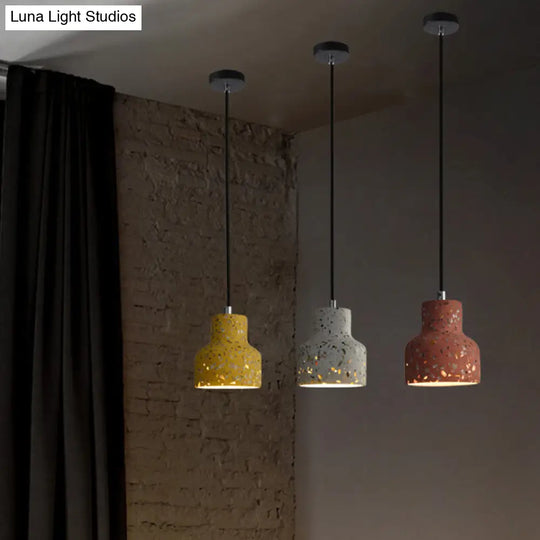 Terrazzo Hanging Lamp: Black/Red/Pink Nordic Pendant Light For Dining Table - Single Bulb Down