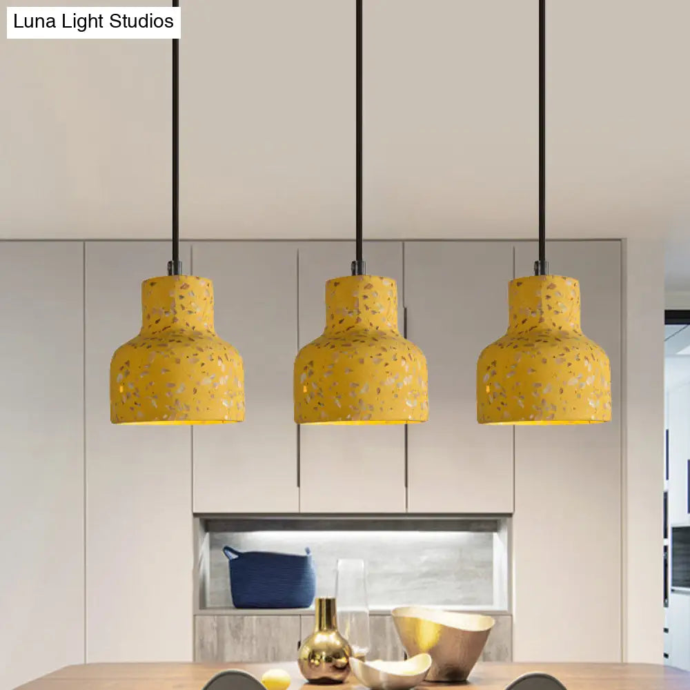 Terrazzo Hanging Lamp: Black/Red/Pink Nordic Pendant Light For Dining Table - Single Bulb Down