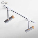 Nordic Tubular Metallic Spotlight With Wood Cap 2 / Grey Ceiling Lamp