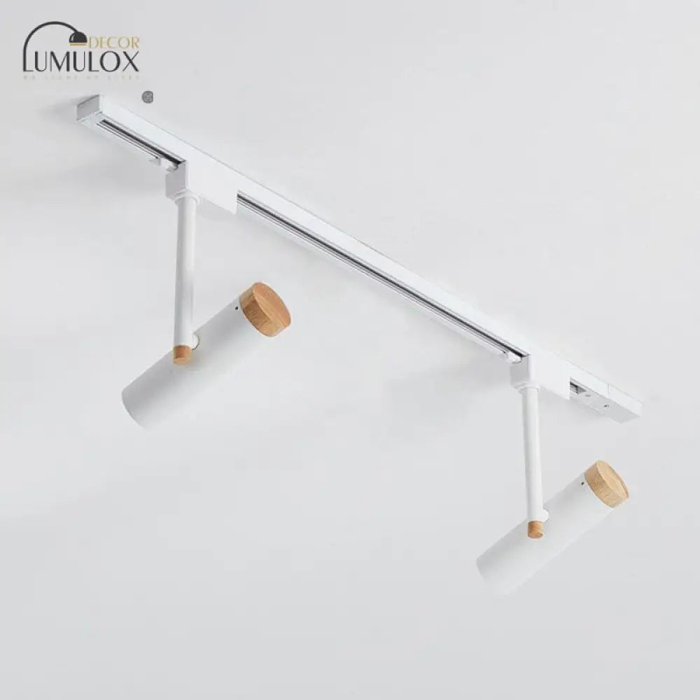 Nordic Tubular Metallic Spotlight With Wood Cap 2 / White Ceiling Lamp
