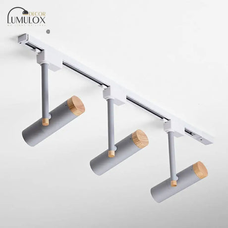 Nordic Tubular Metallic Spotlight With Wood Cap 3 / Grey Ceiling Lamp
