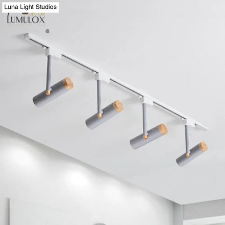 Nordic Tubular Metallic Spotlight With Wood Cap Ceiling Lamp