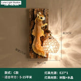 Nordic Vintage Style Resin Squirrel Crystal Led Wall Lamp Wall Lamp