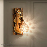 Nordic Vintage Style Resin Squirrel Crystal Led Wall Lamp