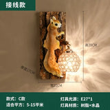 Nordic Vintage Style Resin Squirrel Crystal Led Wall Lamp A