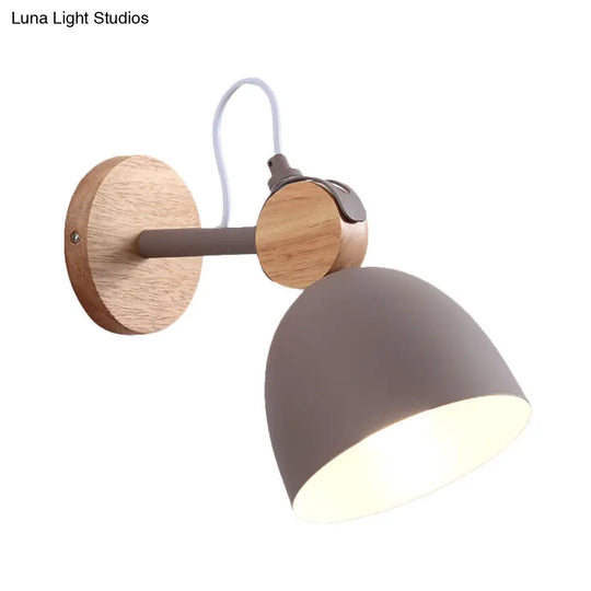 Nordic Wall Lamp With Angle-Adjustable Domed Shade And One Light For Bedroom