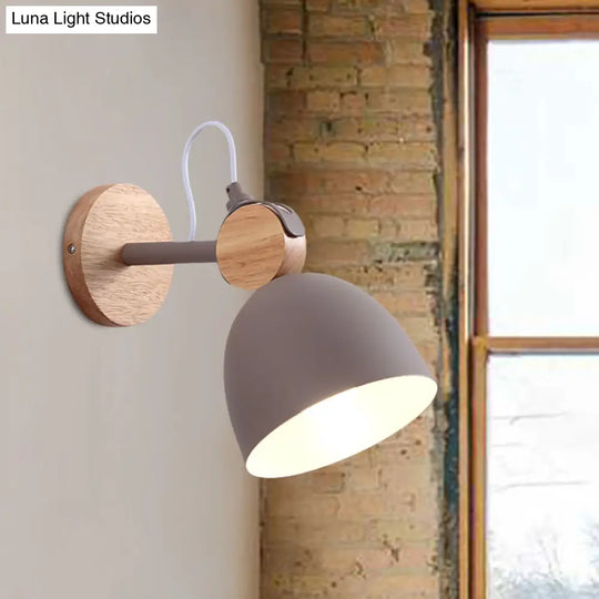 Nordic Wall Lamp With Angle-Adjustable Domed Shade And One Light For Bedroom