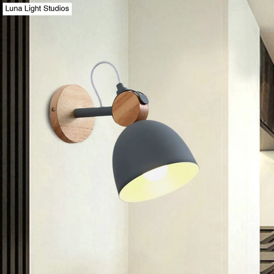 Nordic Wall Lamp With Angle-Adjustable Domed Shade And One Light For Bedroom