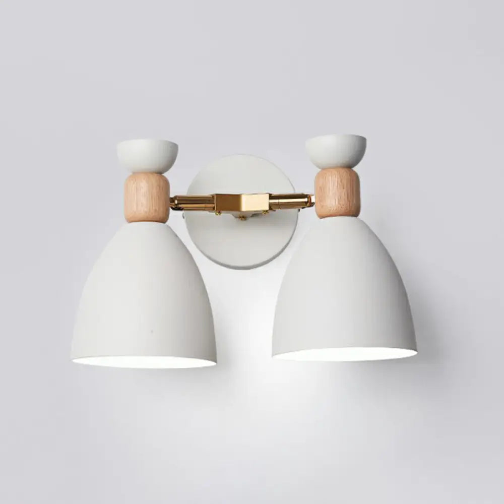 Nordic Wall Mounted 2-Head Reading Light With Metal Shade - Perfect For Bedroom White / Oval