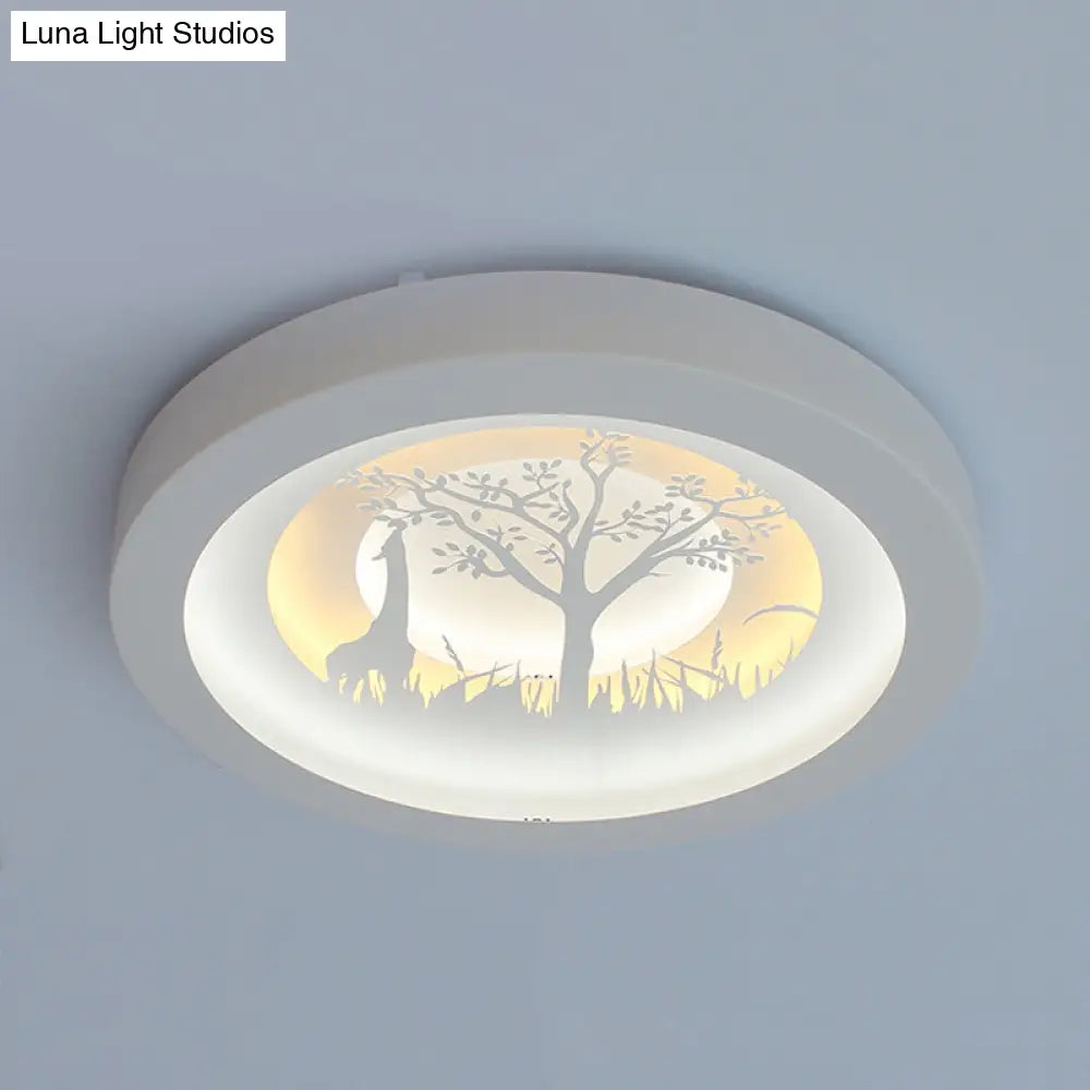 Nordic White Led Circular Flush Ceiling Light For Living Room