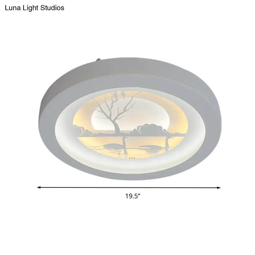 Nordic White Led Circular Flush Ceiling Light For Living Room