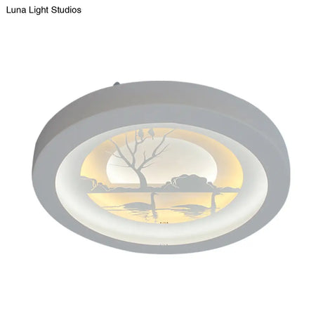 Nordic White Led Circular Flush Ceiling Light For Living Room